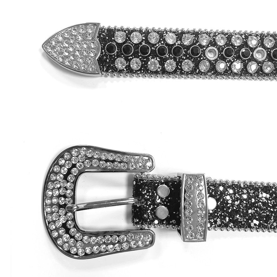 Black Western Cowgirl Bling Rhinestone Belt