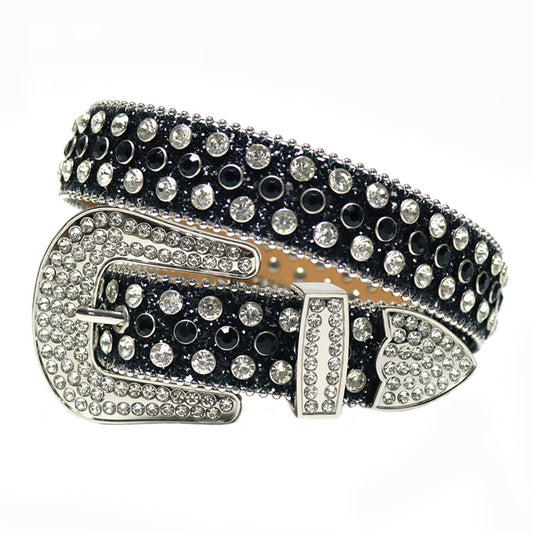 Black Western Cowgirl Bling Rhinestone Belt