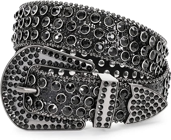 Black Western Cowgirl Bling Rhinestone Belt